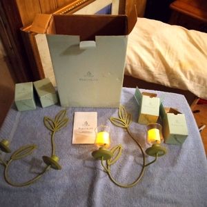 Partylite green metal candlebra